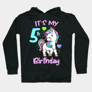 5th Birthday Unicorn Kids Gifts For Girls Hoodie